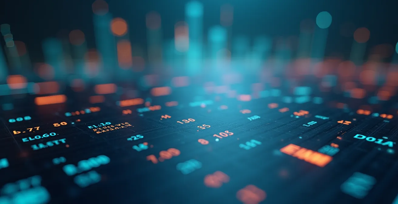 Tableau comparatif abstrait et graphique stylisé évoquant une analyse financière d'options de financement